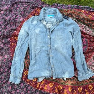 Embroidered Chambray button up